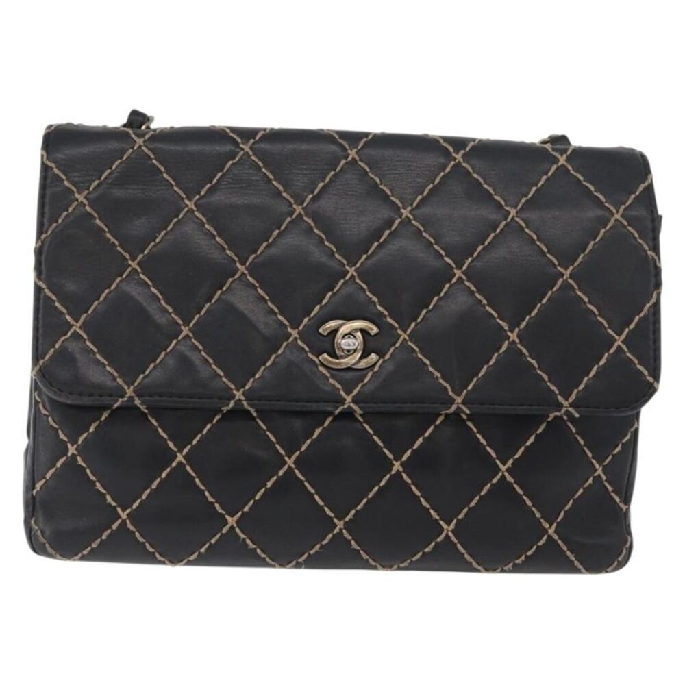 Chanel Chanel Matelassé Cuir Noir Black Leather Black Leather Handbag - Picture 13 of 16